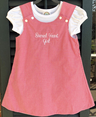 Infant/Toddler A-Line Red and White "Sacred Heart Girl" Dress