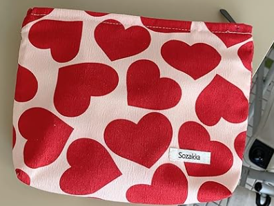 Red Heart Cosmetic Makeup Bag