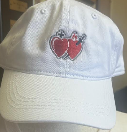 Caps - White cap with full color heart logo