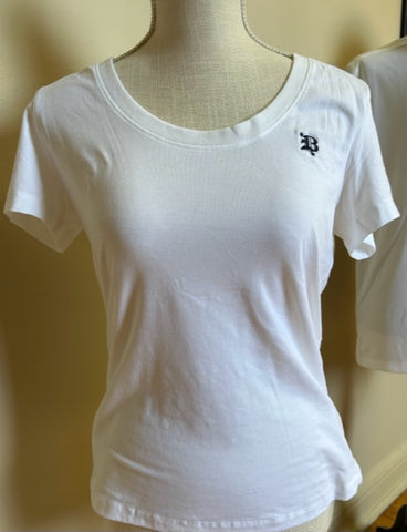 T-shirts - White Tee Shirt - Ladies cut, with B logo