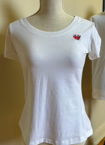 T-shirts - White Tee Shirt - Ladies cut, with full color heart logo