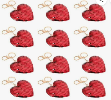 Sequin Heart Key Chain
