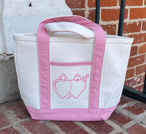 Totes - 14" Pink Cotton Canvas Tote Bag