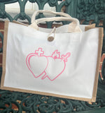 Totes - Canvas and Jute Tote with Button Closure