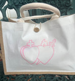 Totes - Canvas and Jute Tote with Button Closure