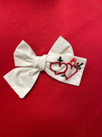 Bows - Hand embroidered Sacred Heart bow