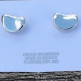Jewelry - Silver Heart post - bean shaped earrings